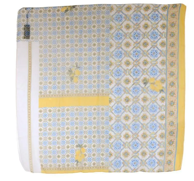 Multicolor Majolica Print Silk Scarf