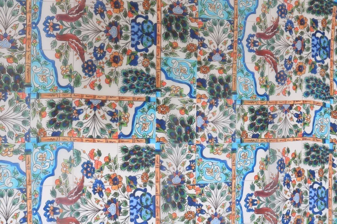 Multicolor Majolica Print Silk Scarf