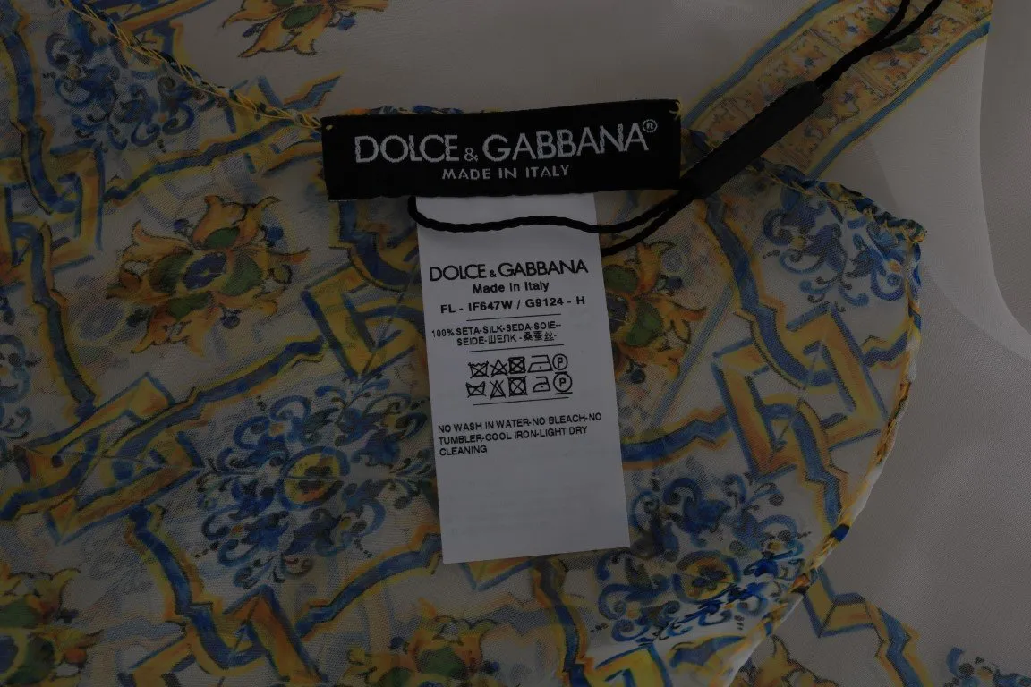 Multicolor Majolica Print Silk Scarf