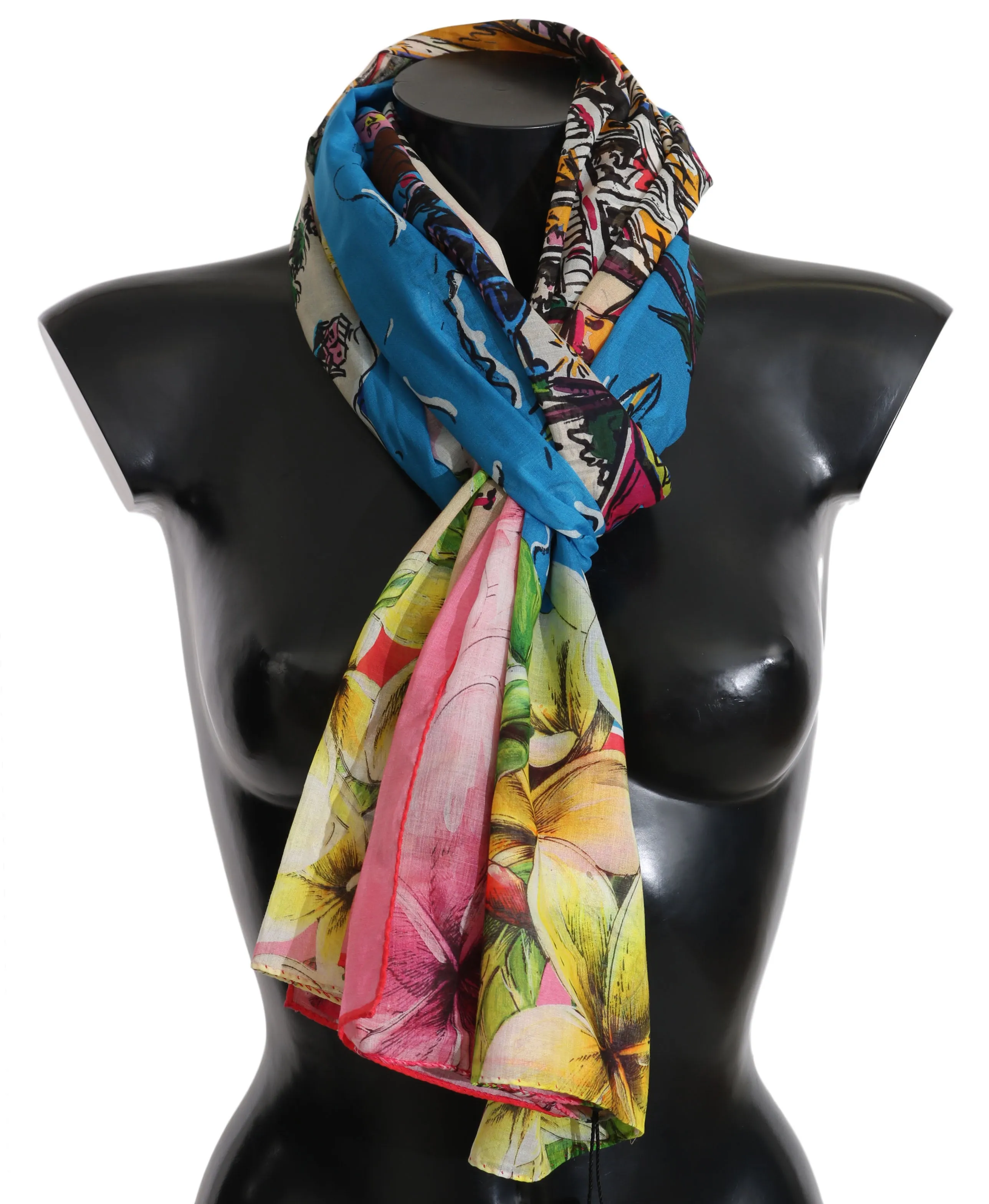 Multicolor MIAMI USA Print Cotton Scarf