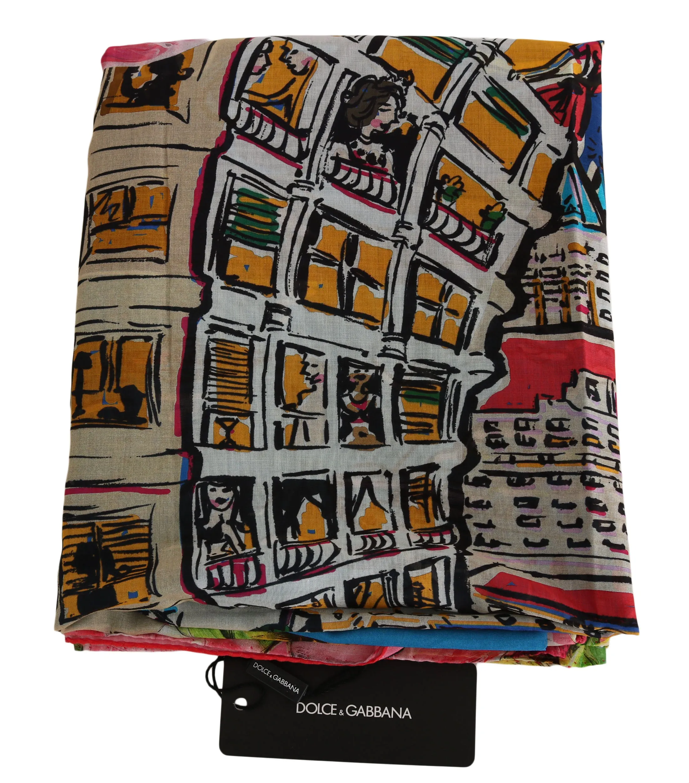 Multicolor MIAMI USA Print Cotton Scarf