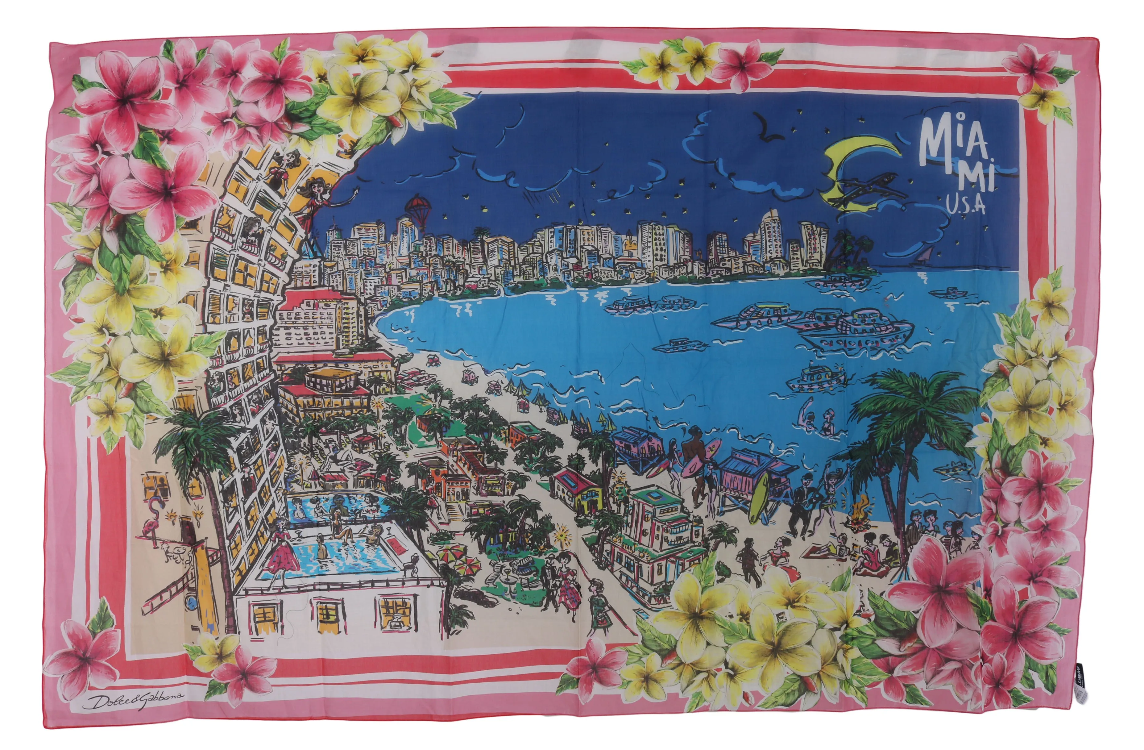 Multicolor MIAMI USA Print Cotton Shawl