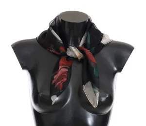Multicolor Roses Floral Silk Scarf