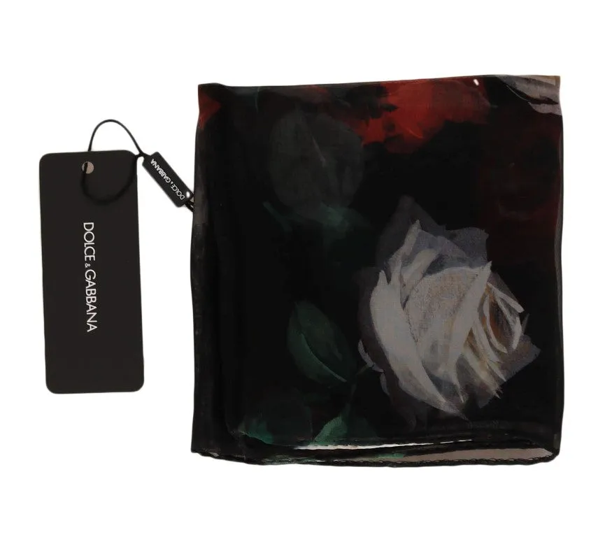 Multicolor Roses Floral Silk Scarf