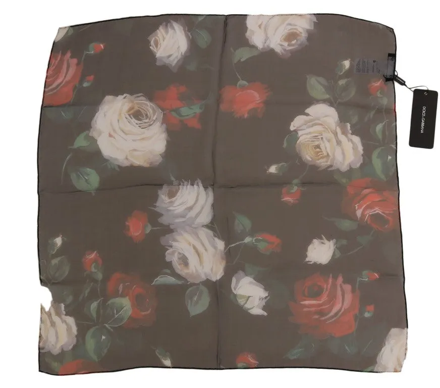 Multicolor Roses Floral Silk Scarf