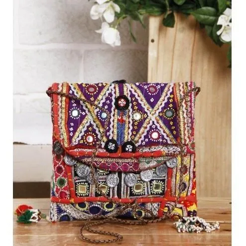 Multicolored Embroidered Afghani Sling Bag