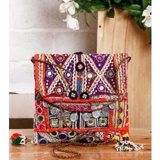 Multicolored Embroidered Afghani Sling Bag
