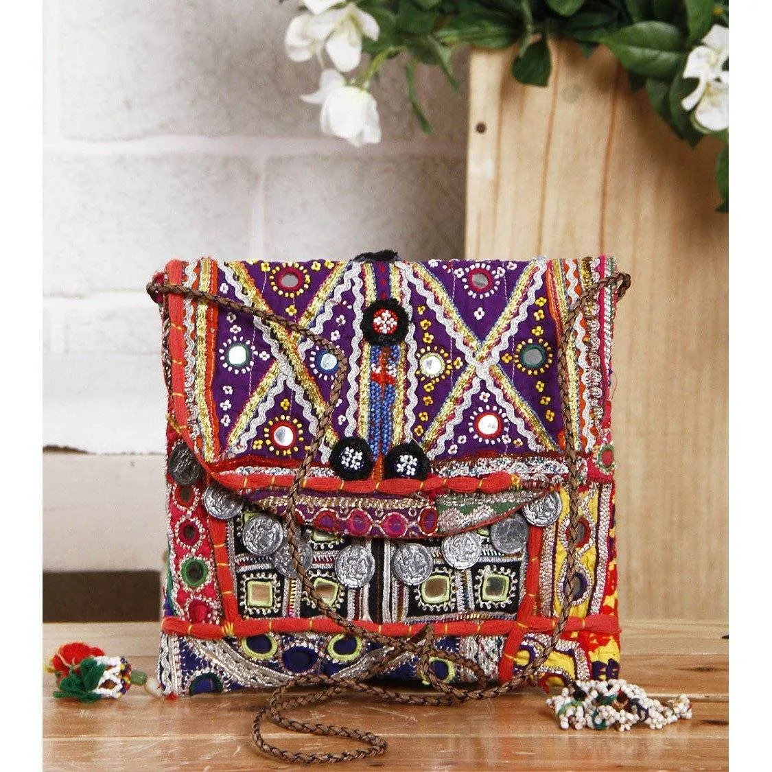 Multicolored Embroidered Afghani Sling Bag