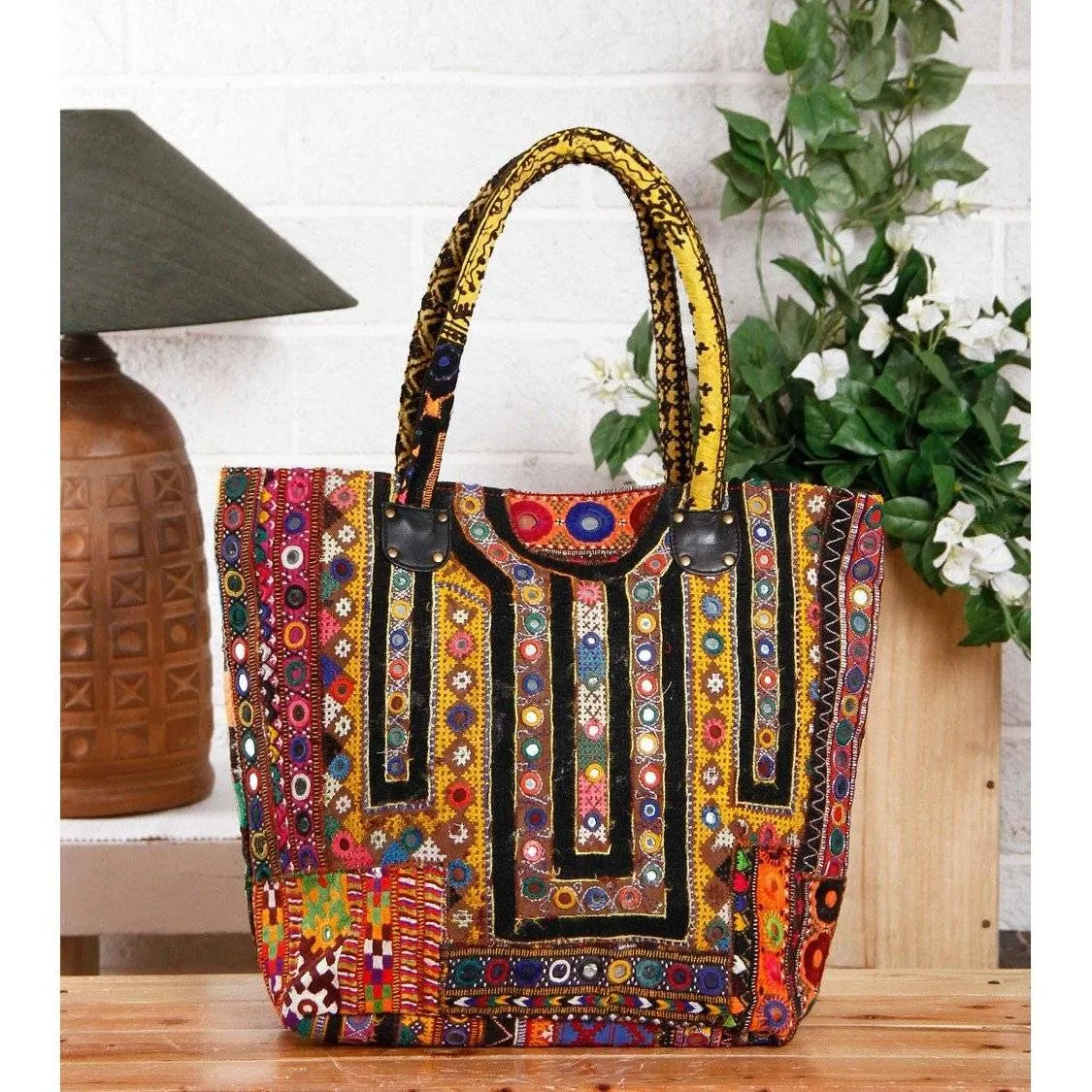 Multicoloured Embroidered Afghani Bag (100000052926)