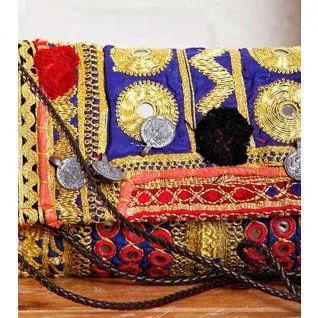 Multicoloured Embroidered Afghani Clutch (100000052898)