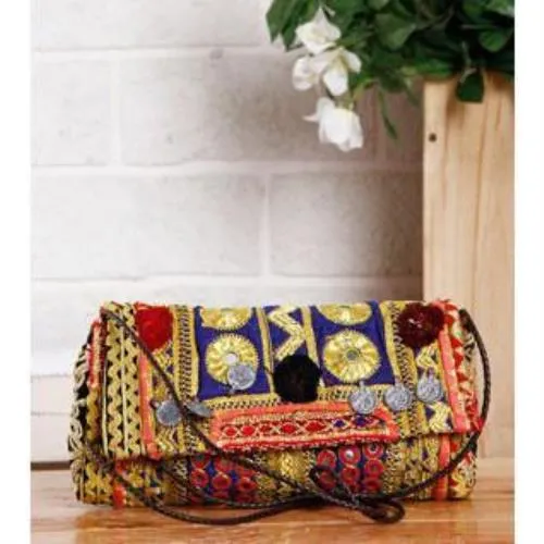 Multicoloured Embroidered Afghani Clutch (100000052898)