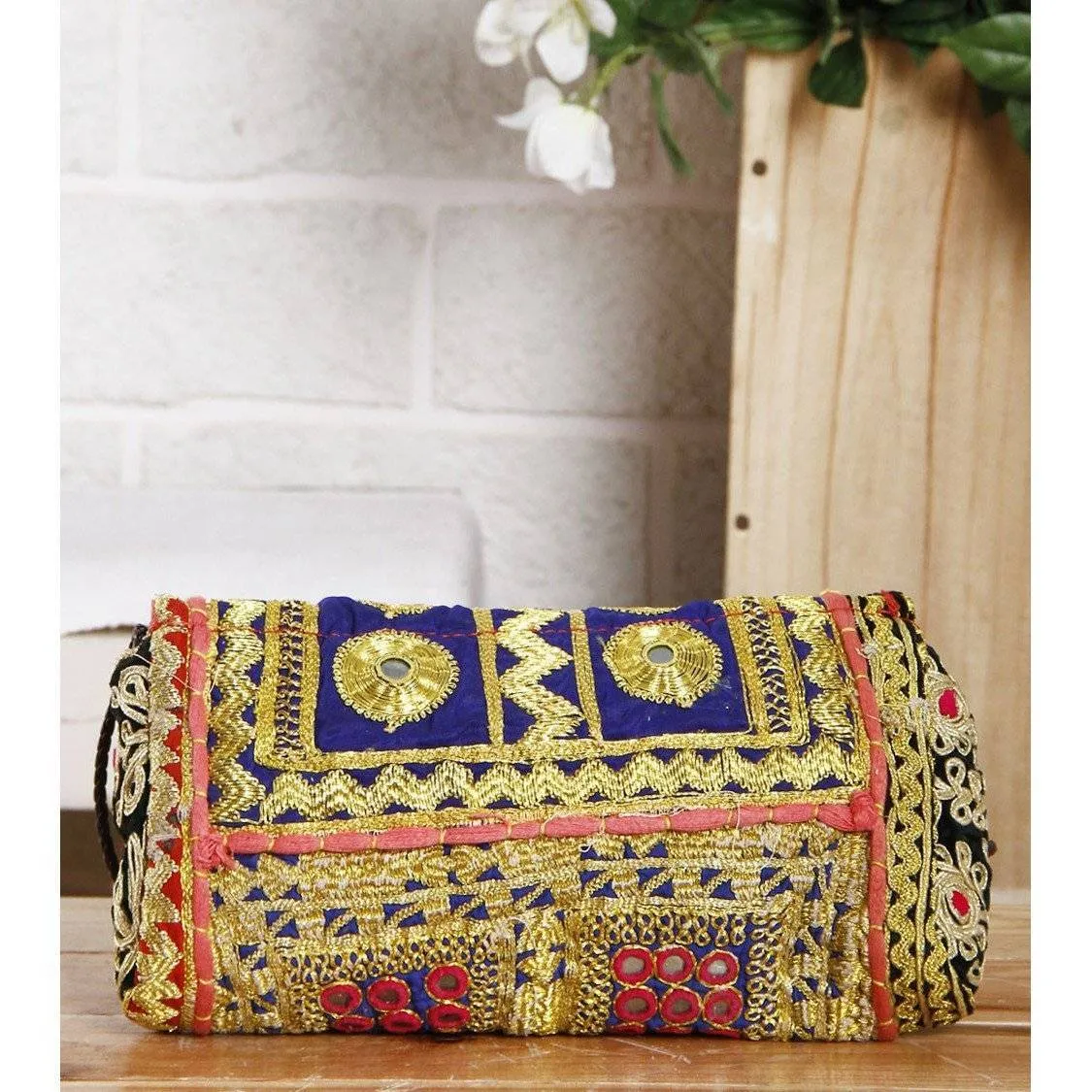 Multicoloured Embroidered Afghani Clutch (100000052898)