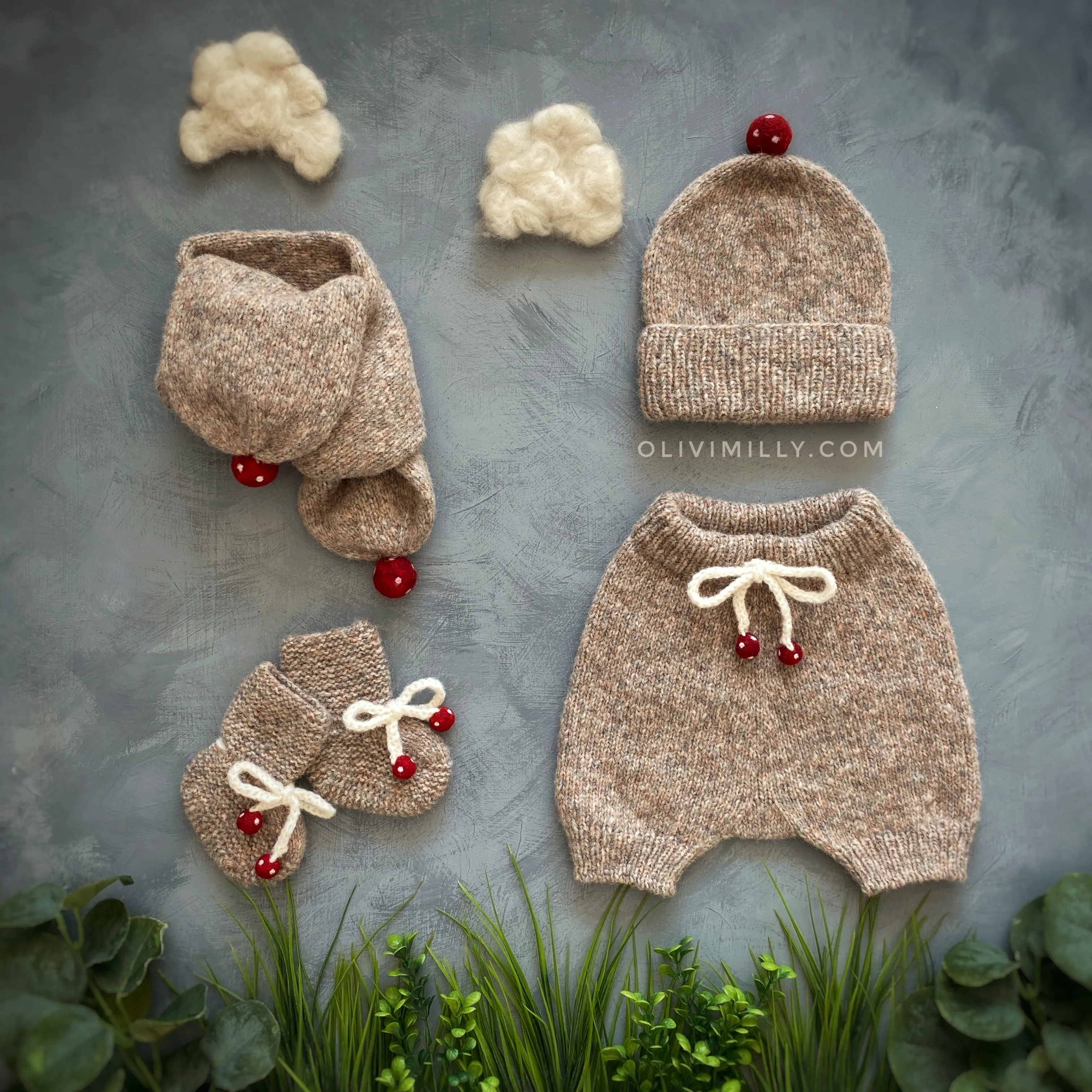 Mushrooms Scarf | Beigebrown