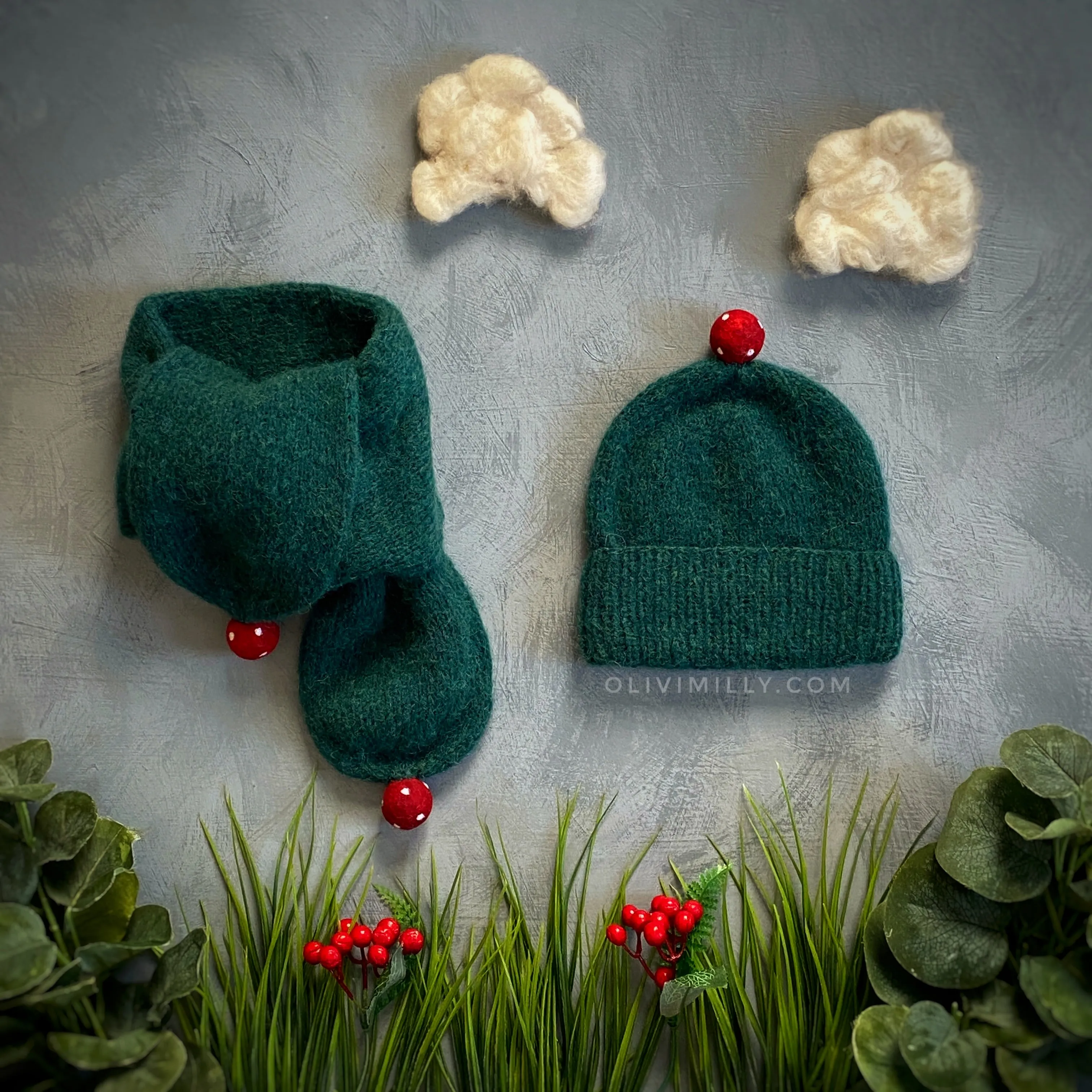 Mushrooms Scarf | Emerald