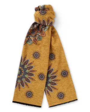 Mustard Floral Brushed Silk Scarf