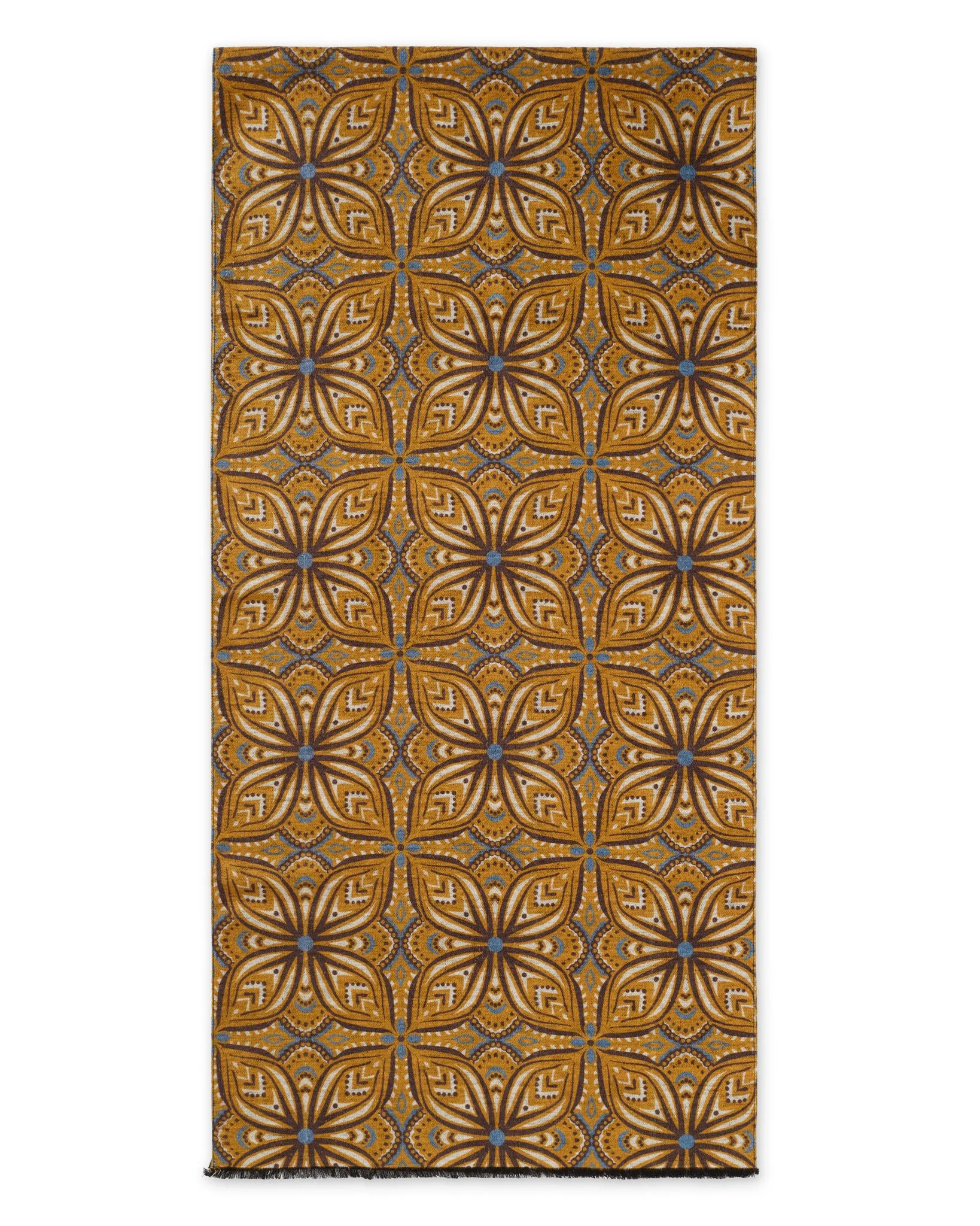 Mustard Geometric Brushed Silk Scarf
