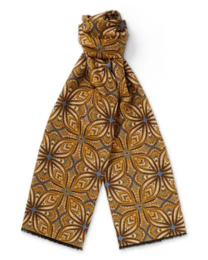 Mustard Geometric Brushed Silk Scarf