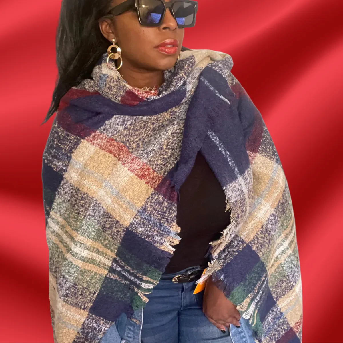 Muted Multicolored Brown Blanket Scarf