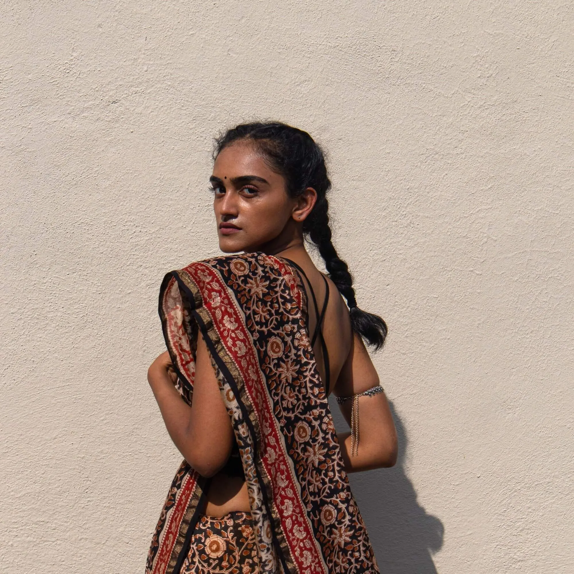 Natural dyed Bagru saree - Roheda- Floral Syahi Begar