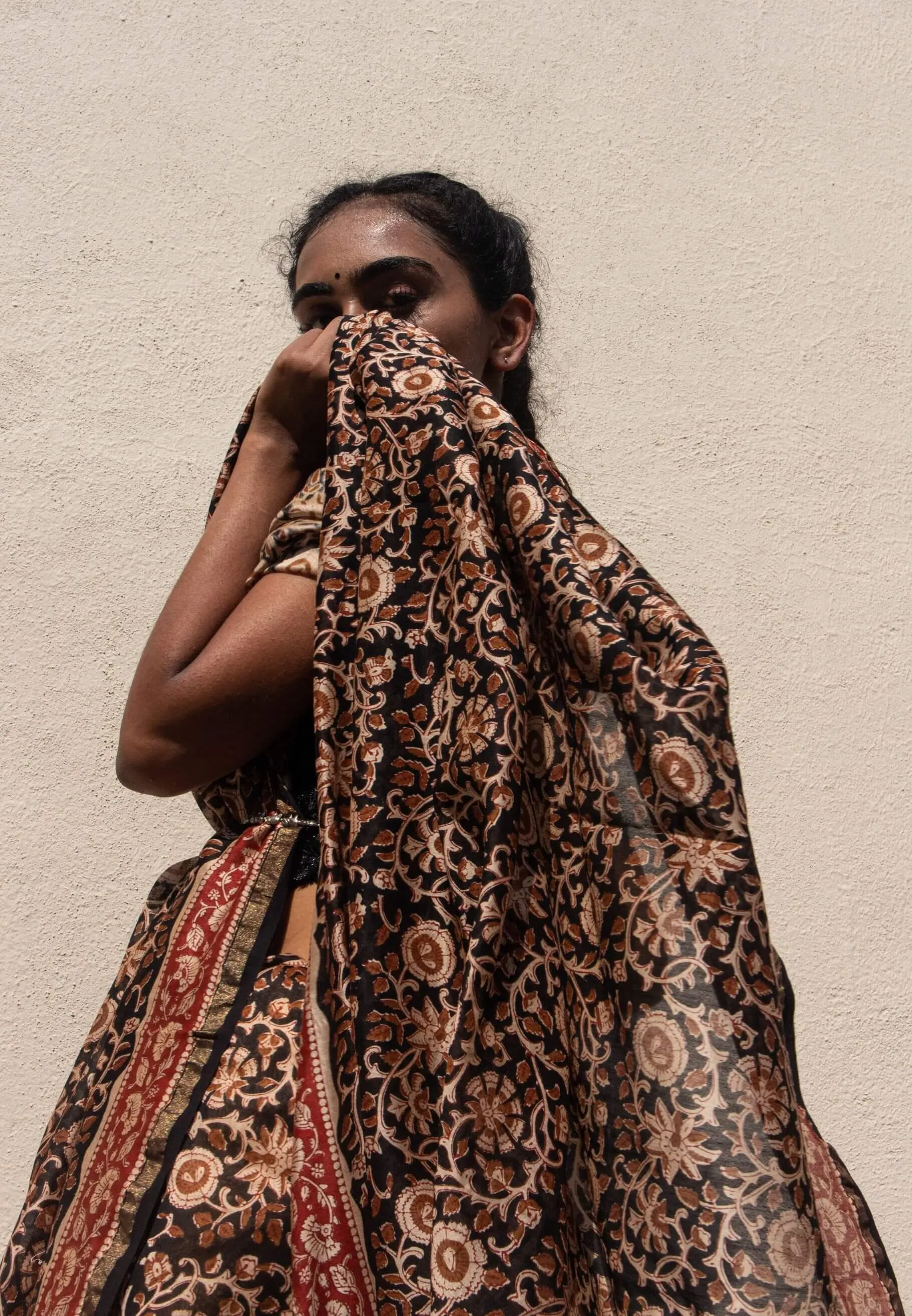 Natural dyed Bagru saree - Roheda- Floral Syahi Begar