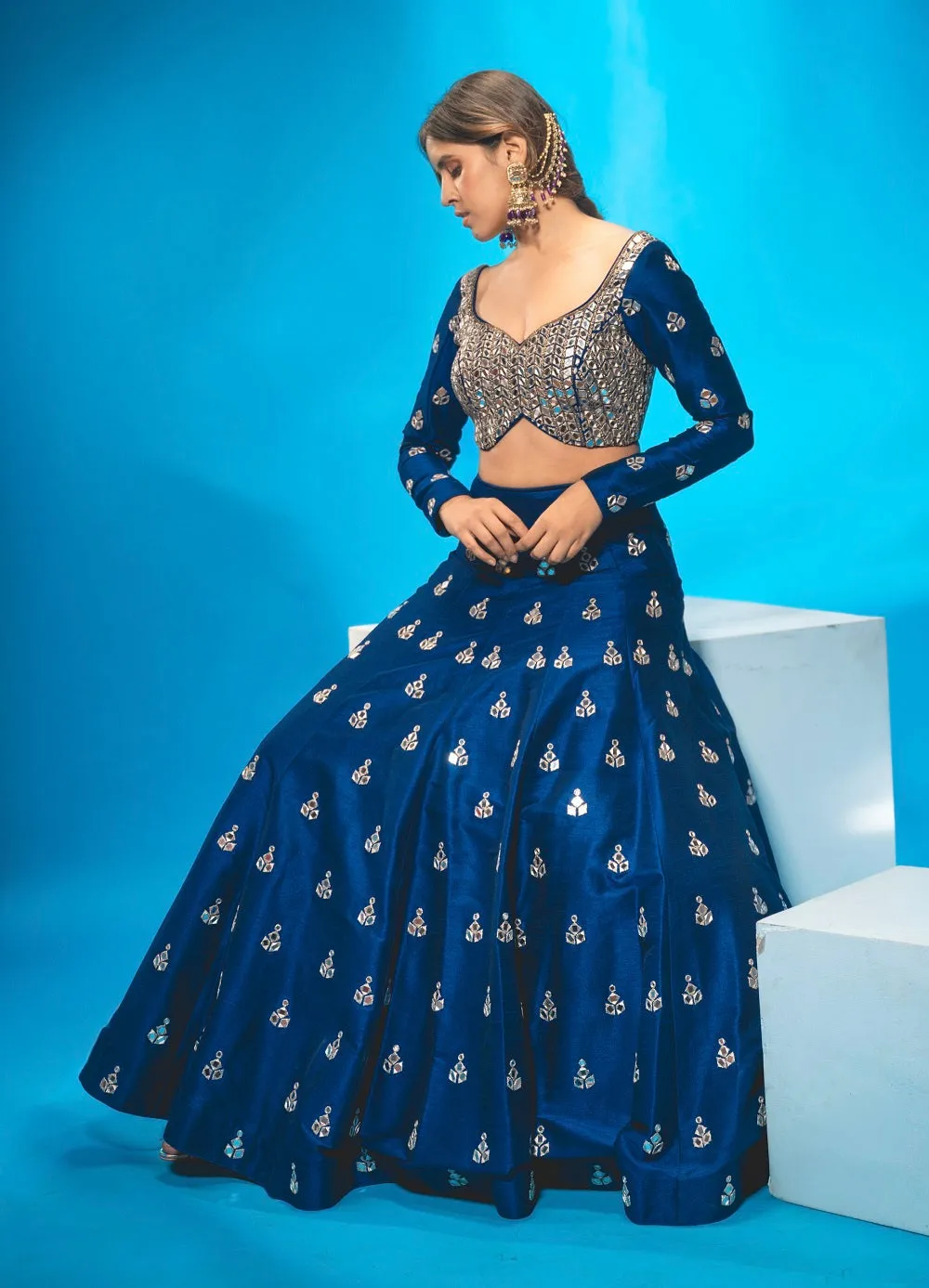 Navy Blue Lehenga Set