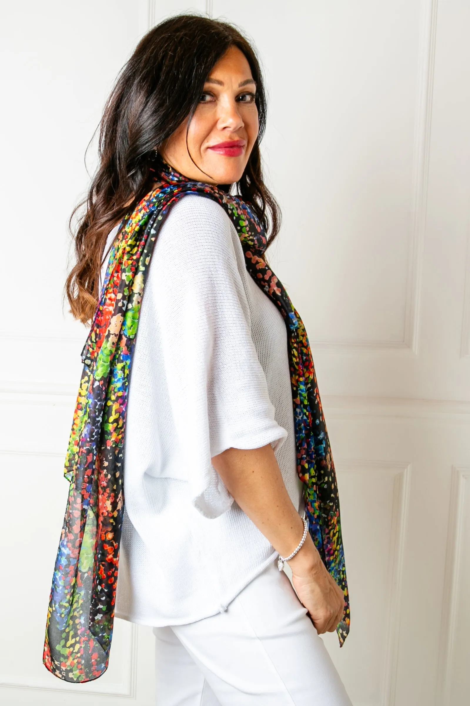 Neon Blossom Silk Scarf