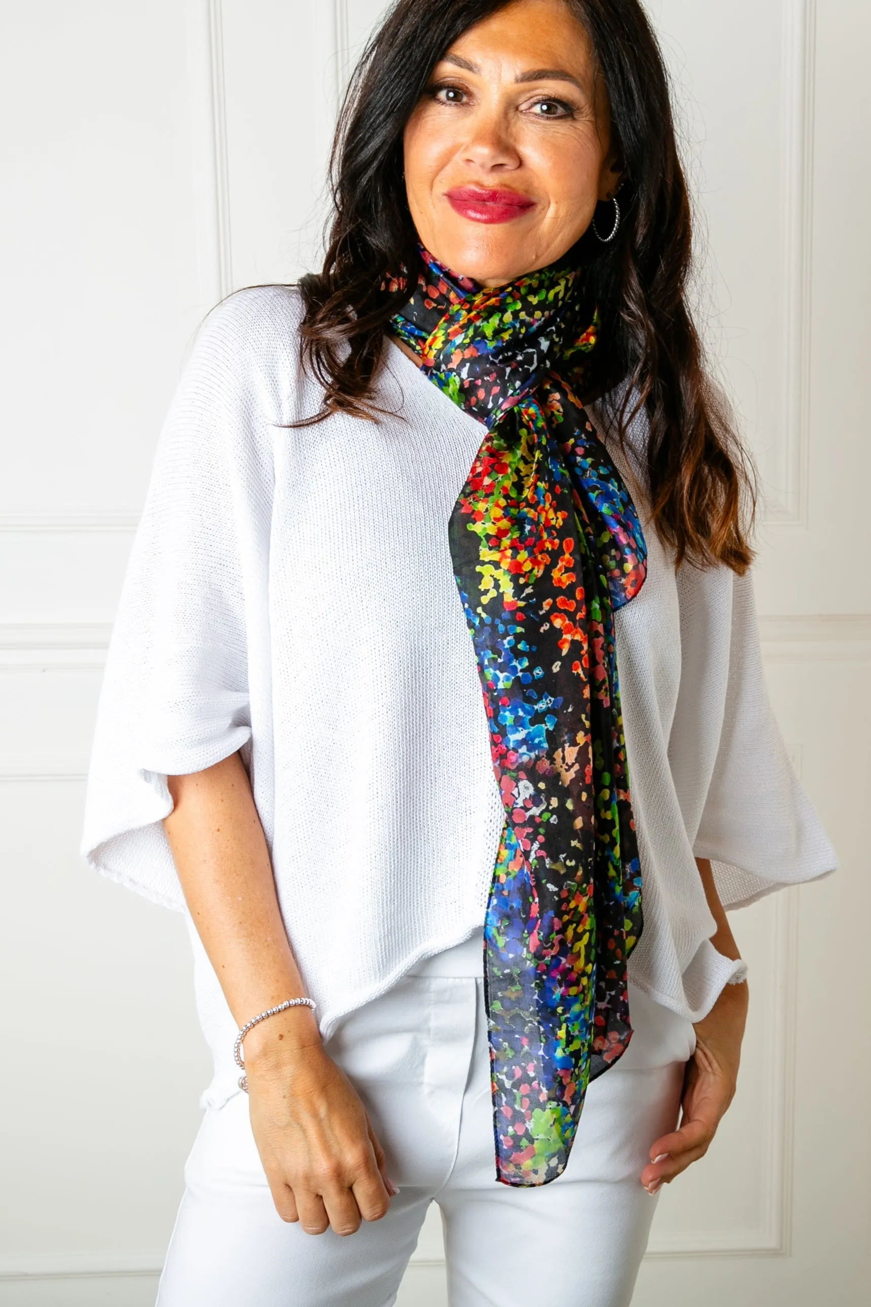 Neon Blossom Silk Scarf