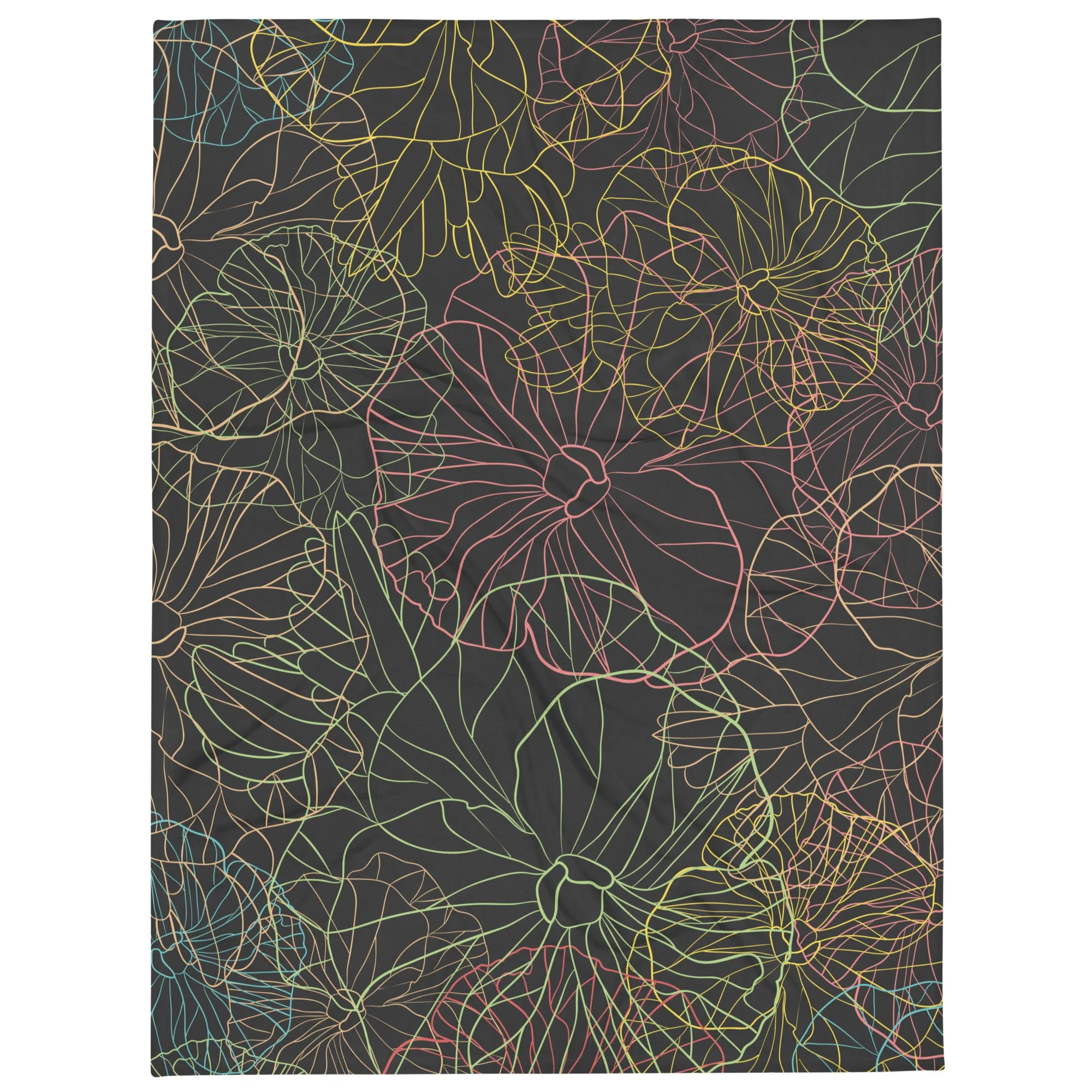 Neon Dark Floral - Sustainably Made Throw Blanket