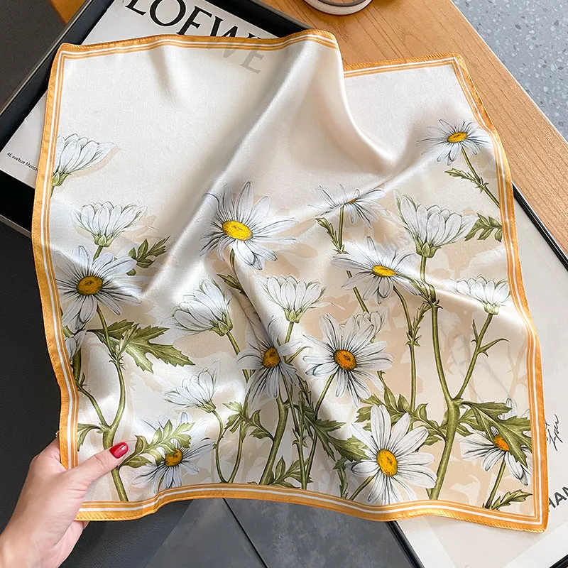 New Fashion Mulberry Silk Elegant 53cm Small Square Women's Silk Decorative Scarf Autumn And Winter Warm Scarf
