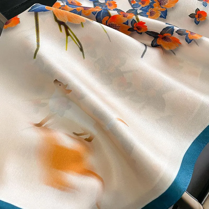 New Fashion Printed Elegant Silk Small Square Scarf Women's Decorative Scarf Mulberry Silk Elegant Scarf Shawl Neck Protection