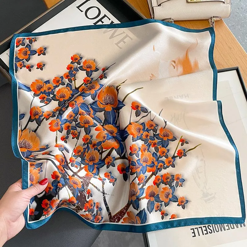 New Fashion Printed Elegant Silk Small Square Scarf Women's Decorative Scarf Mulberry Silk Elegant Scarf Shawl Neck Protection