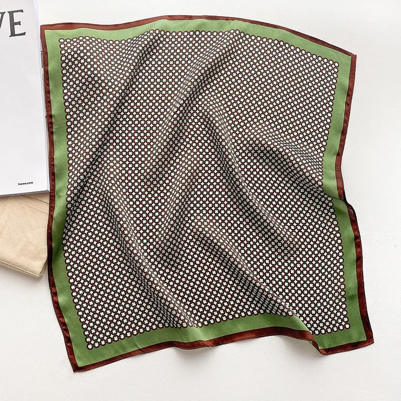 New Geometric Pattern Mulberry Silk Small Silk Scarf Fashion Decoration Winter Warm In Stock Square Scarf Professional Scarf