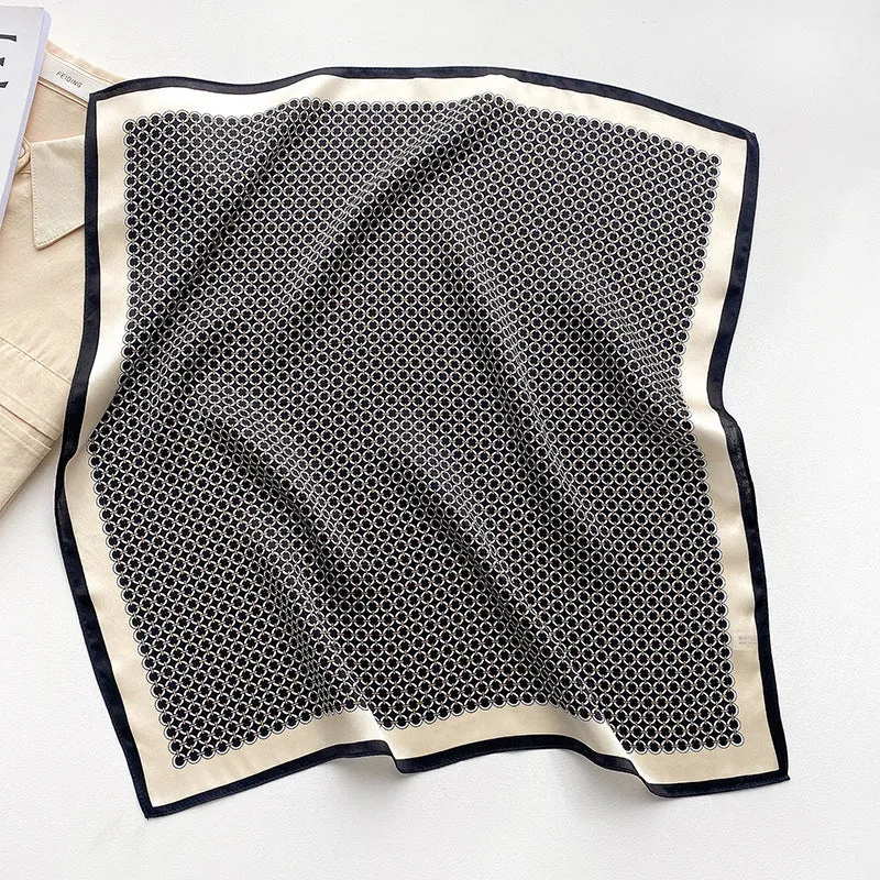 New Geometric Pattern Mulberry Silk Small Silk Scarf Fashion Decoration Winter Warm In Stock Square Scarf Professional Scarf
