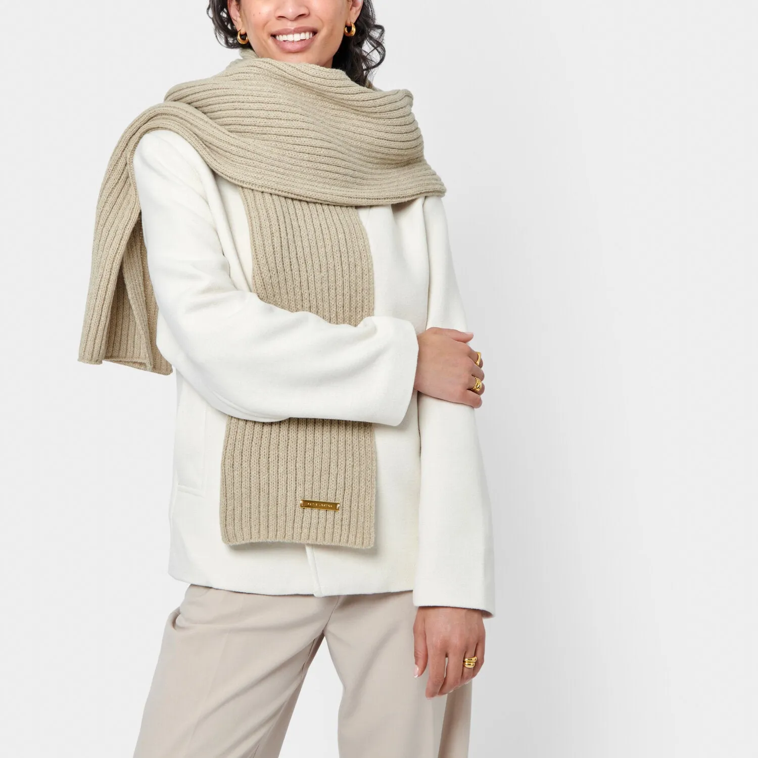 NEW SEASON - Katie Loxton - Knitted Scarf - Light Sand