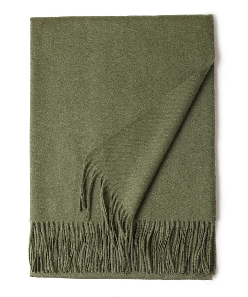 New Solid Color Wool Long Beard Warm Tassel Scarf Thick