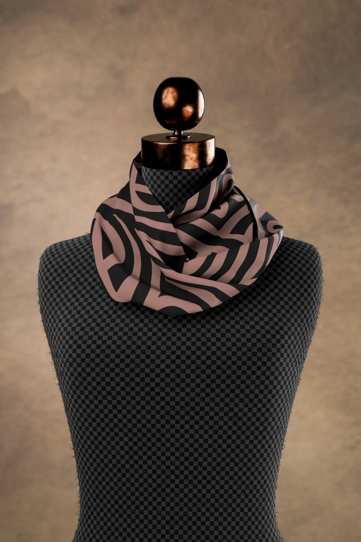 Nouveau Bands Black & Tan Square Scarf