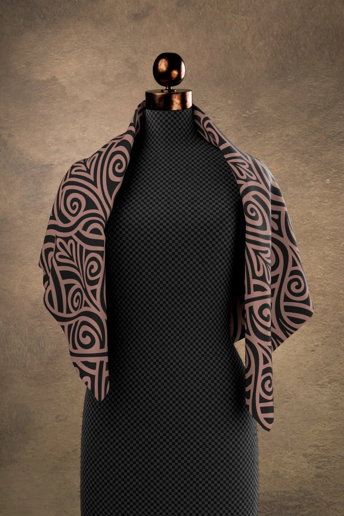 Nouveau Bands Black & Tan Square Scarf