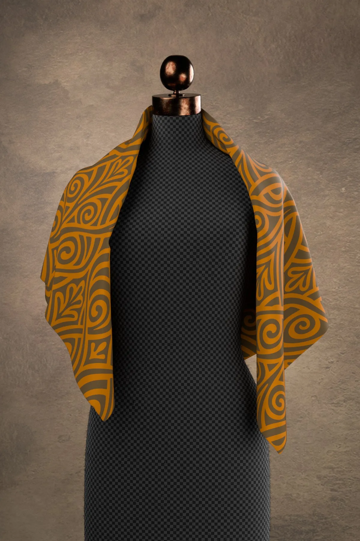 Nouveau Bands Orange & Walnut Square Scarf