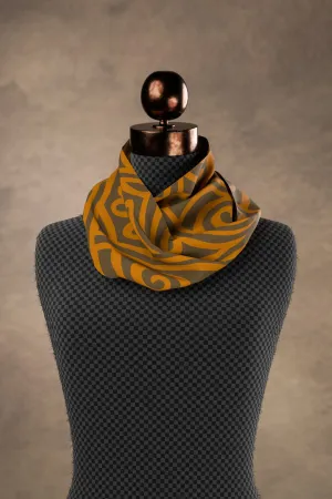 Nouveau Bands Orange & Walnut Square Scarf