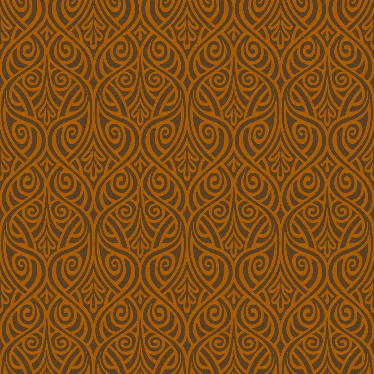 Nouveau Bands Orange & Walnut Square Scarf