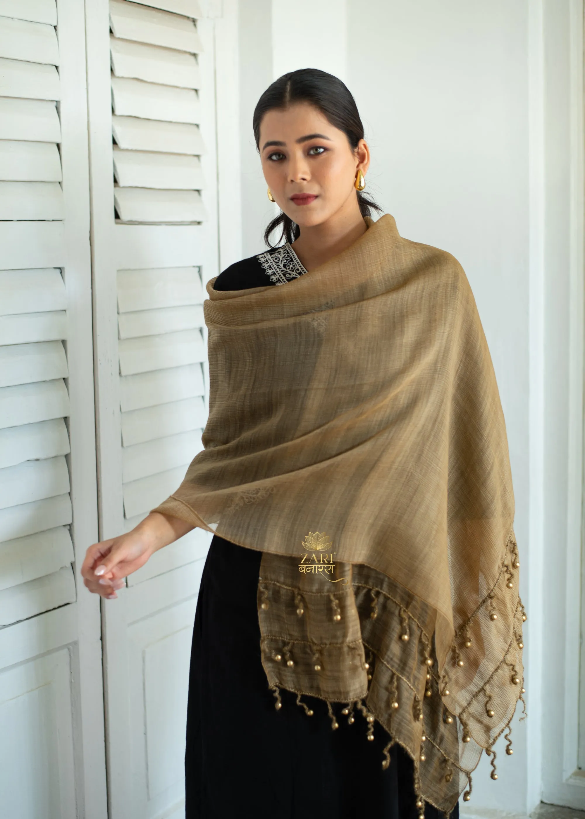 Oatmeal Pearl Silk Scarf