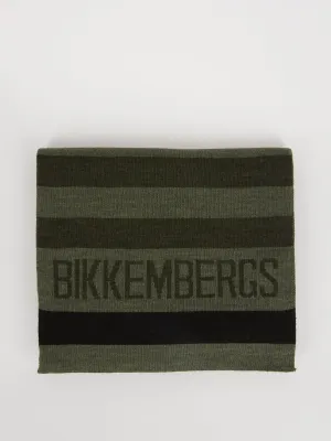 Olive Ribbed Logo Scarf