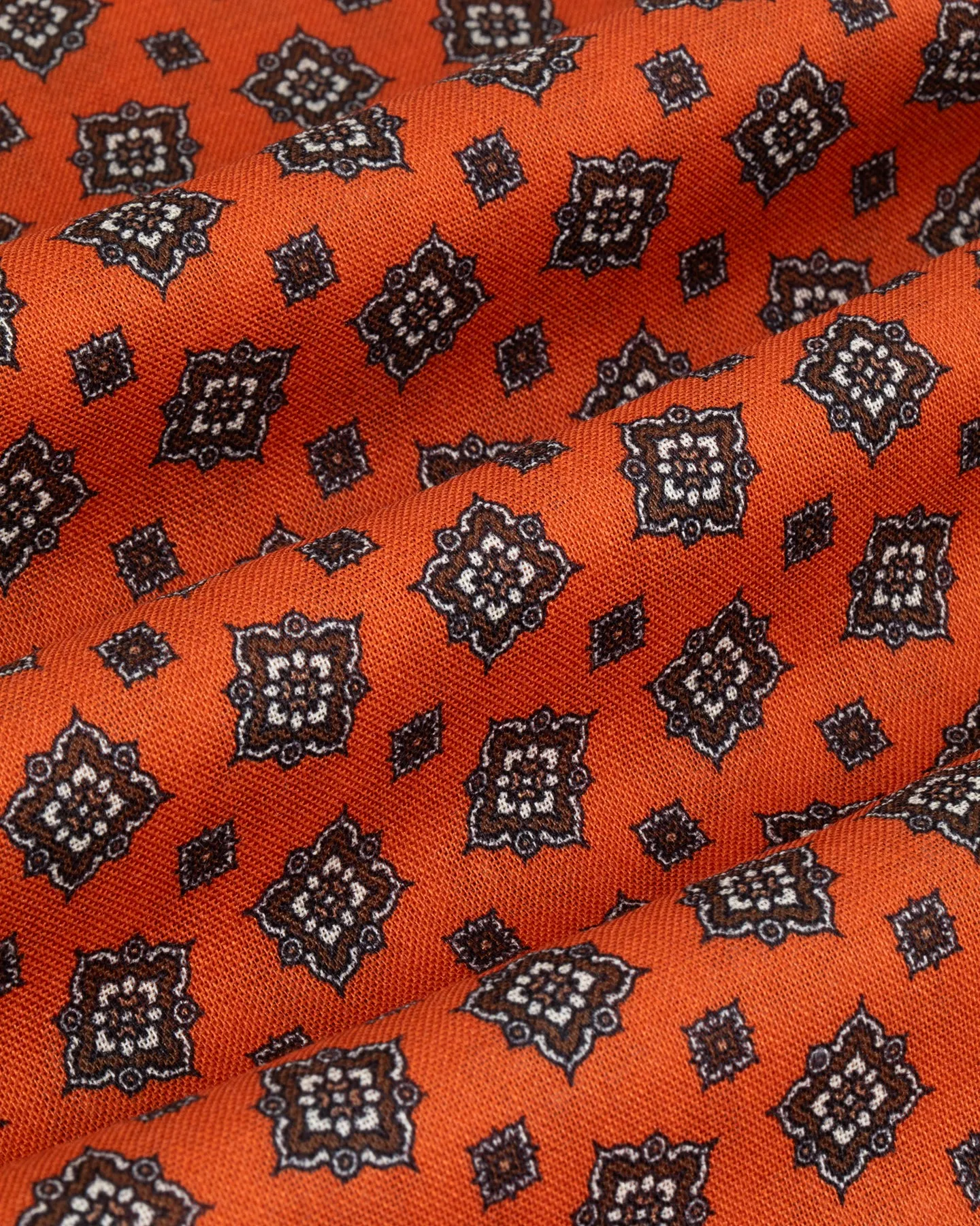 Orange Medallion Print Wool Silk Scarf