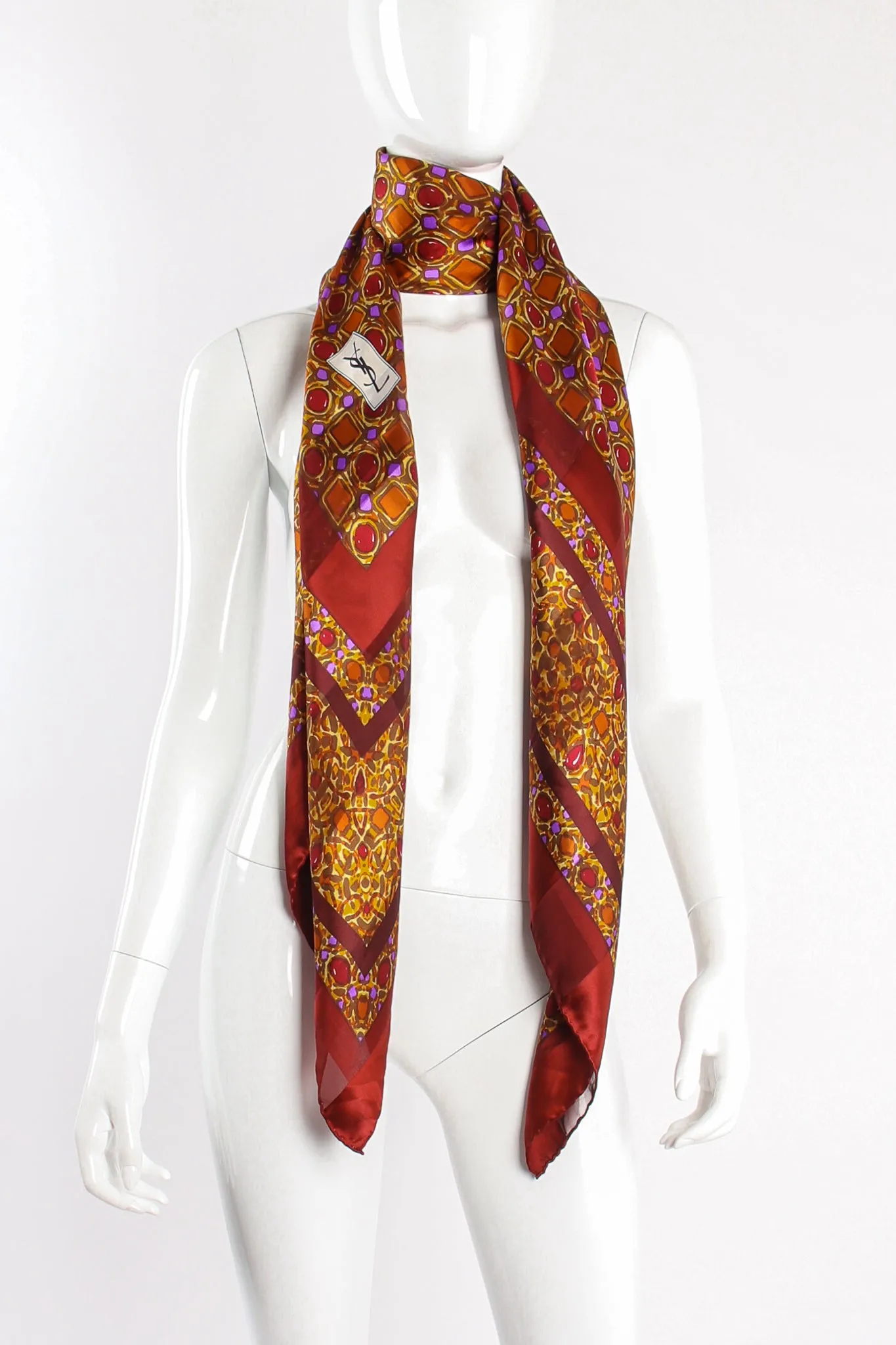 Oversized Chiffon Striped Jewel Scarf