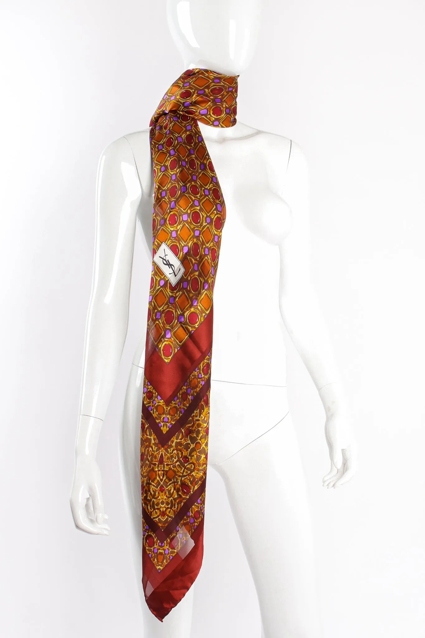 Oversized Chiffon Striped Jewel Scarf