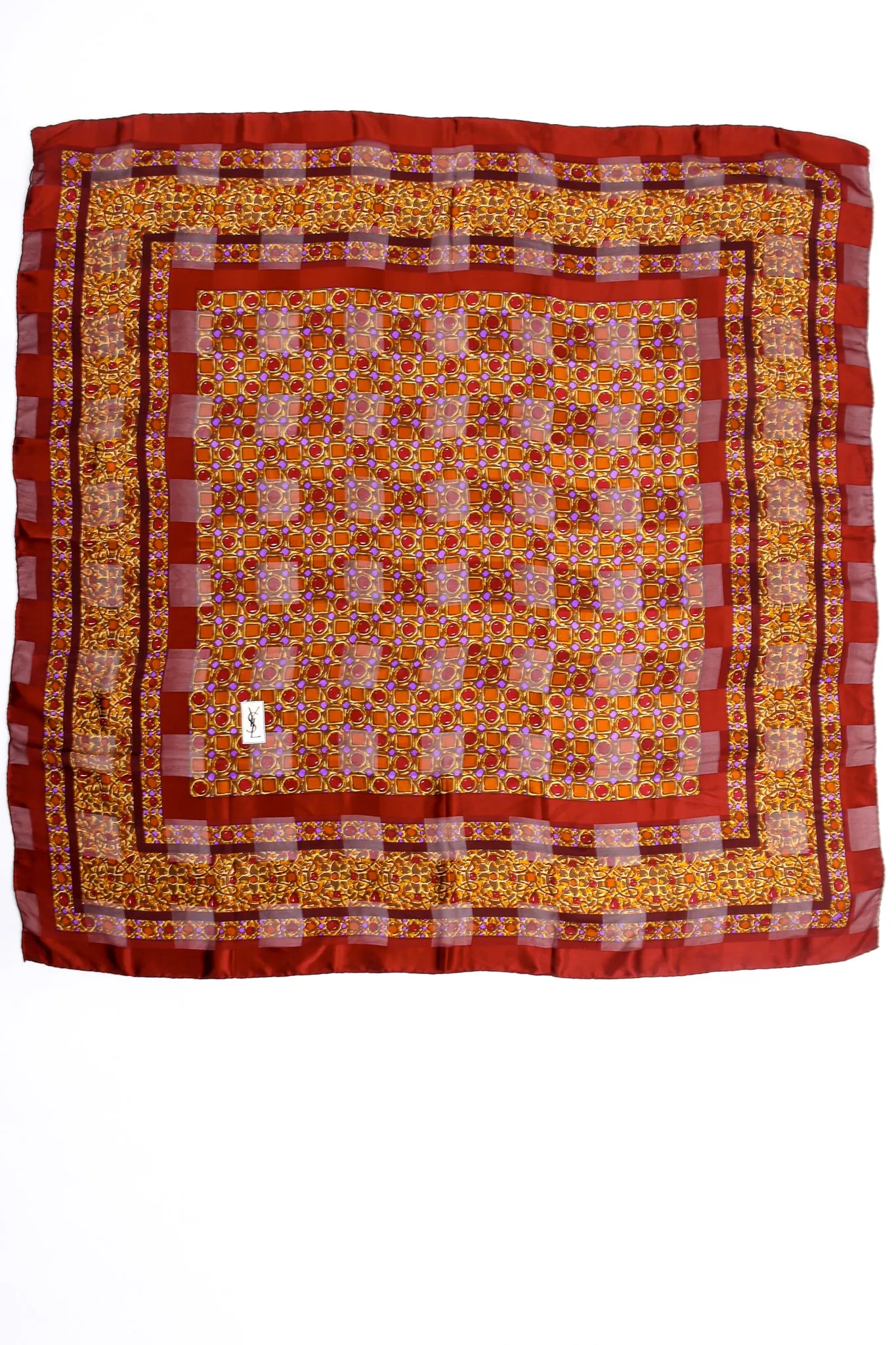 Oversized Chiffon Striped Jewel Scarf