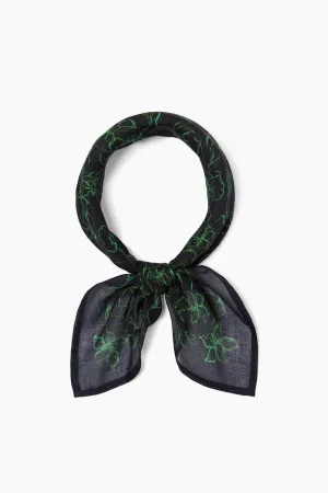 PAINTERLY FLORAL PRINT BANDANA- BLACK