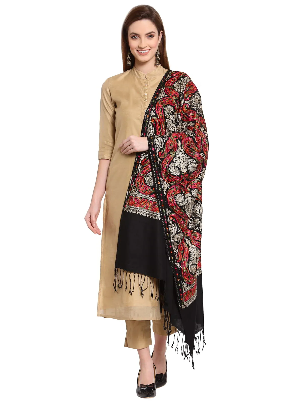 Paisley Embroidered Acrylic Wool Shawl