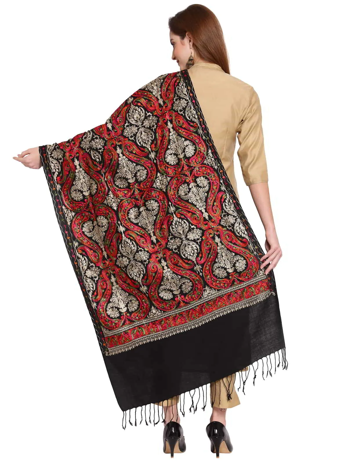 Paisley Embroidered Acrylic Wool Shawl