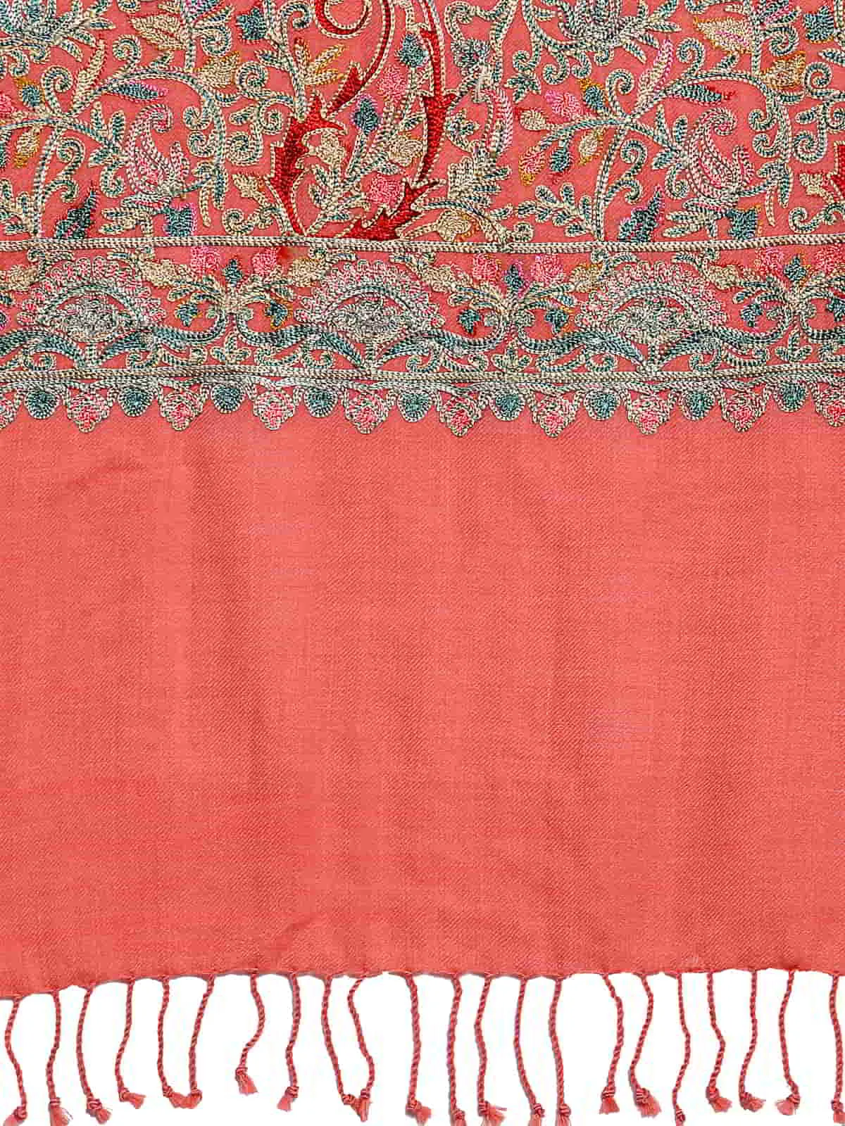 Paisley Embroidered Wool Shawl